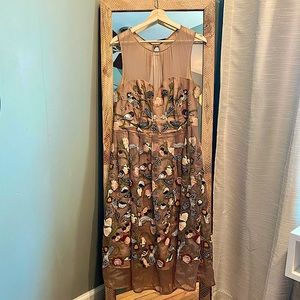 Beaded and embroidered Anthropologie Midi dress Size 16